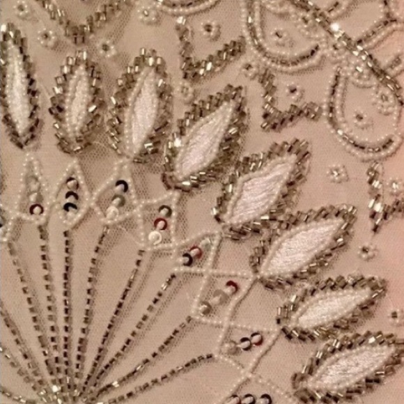 Adrianna Papell x BHLDN Violetta Off White Pink Beaded Bodice Wedding Prom Gown - Picture 7 of 10